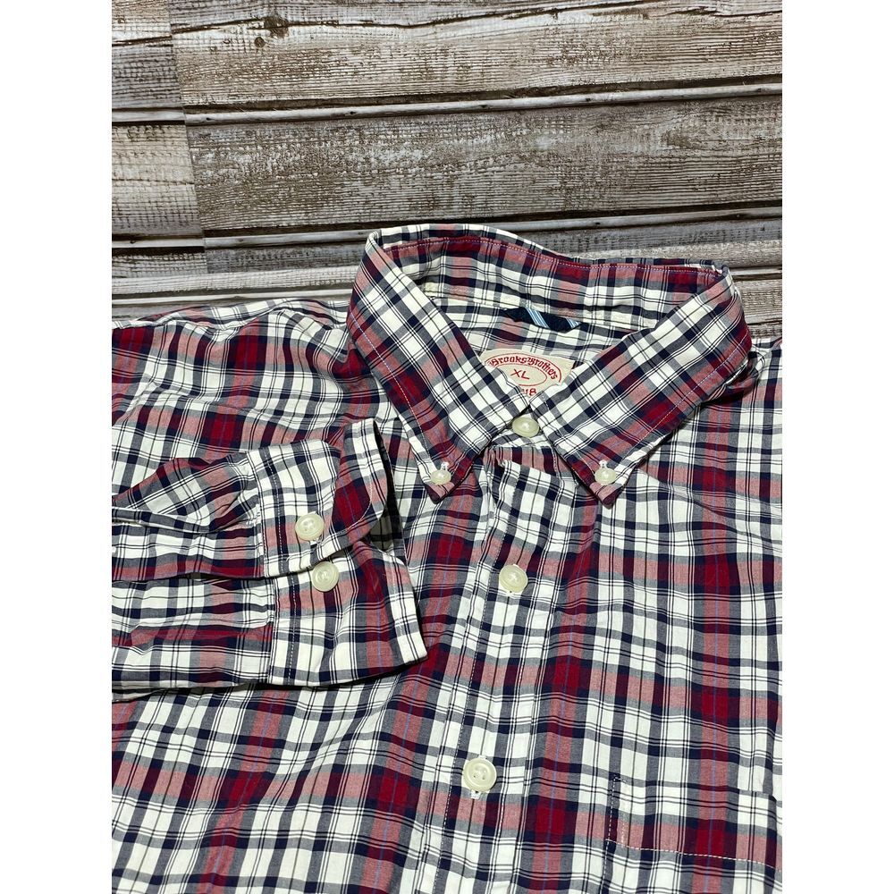 Brooks Brothers Men's Long Sleeve Button Down Shirt Red White Size XL